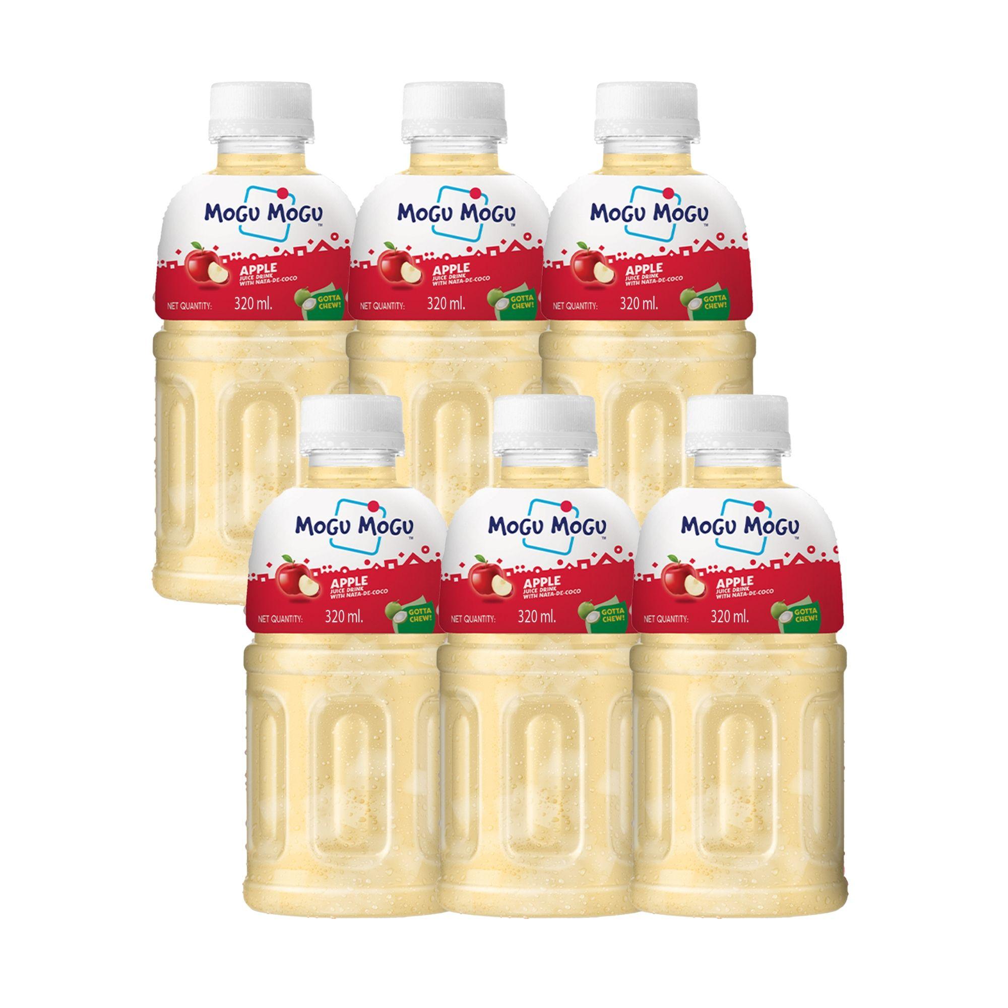 Mogu Mogu Apple Juice 25% with Nata De Coco 320ml (Pack of 6)