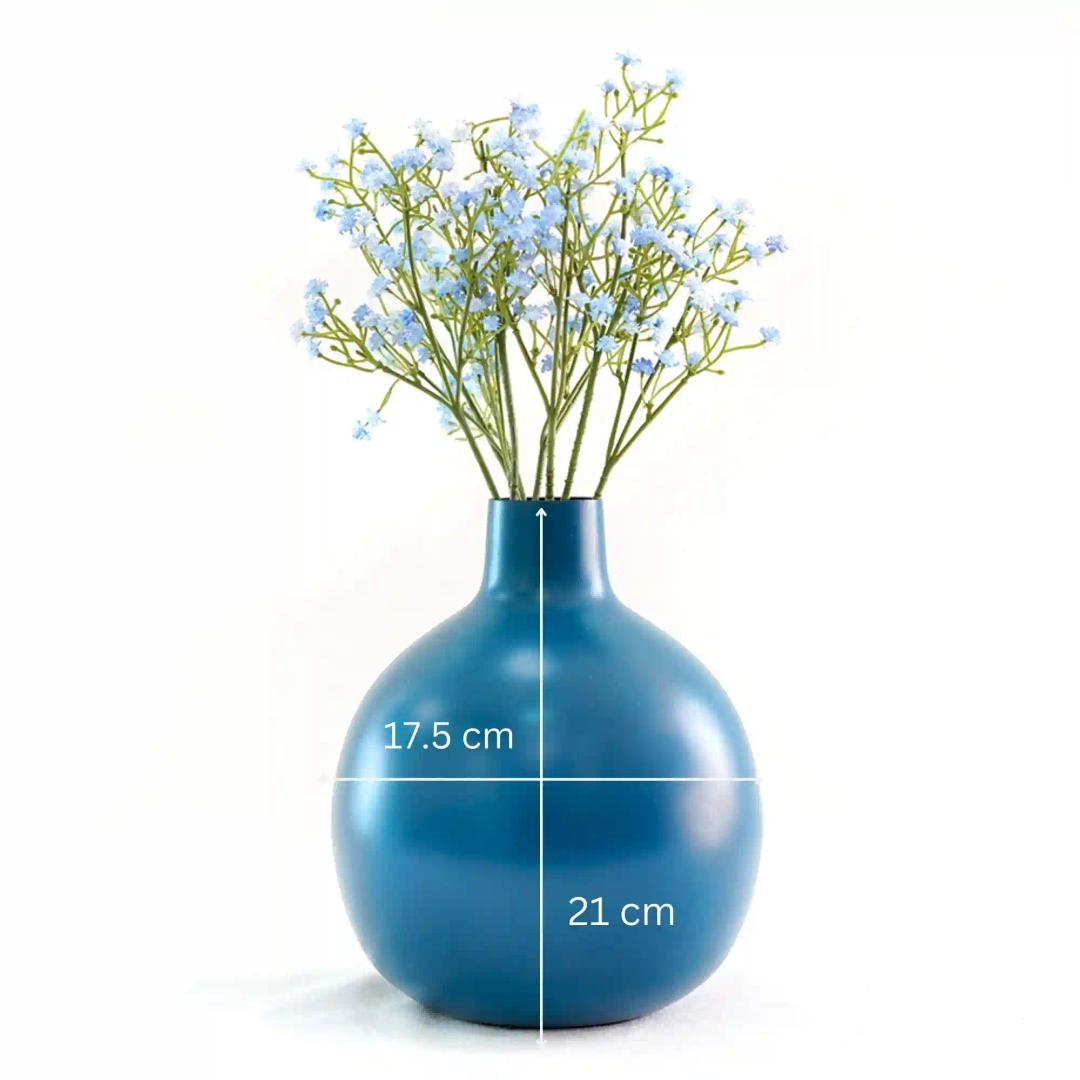 Behoma Metal Flower Vase for Home Decor| Decoration Item for Living Room Office| Table Decorative Flower Pot for Gifting 1Pcs Opal Blue(Flower not Included)