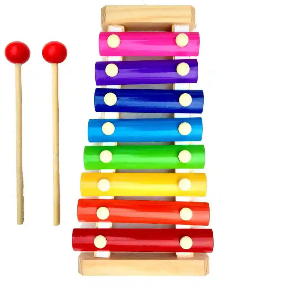 Little Monkey Wooden Xylophone Musical Toy with 8 Note, Multicolor