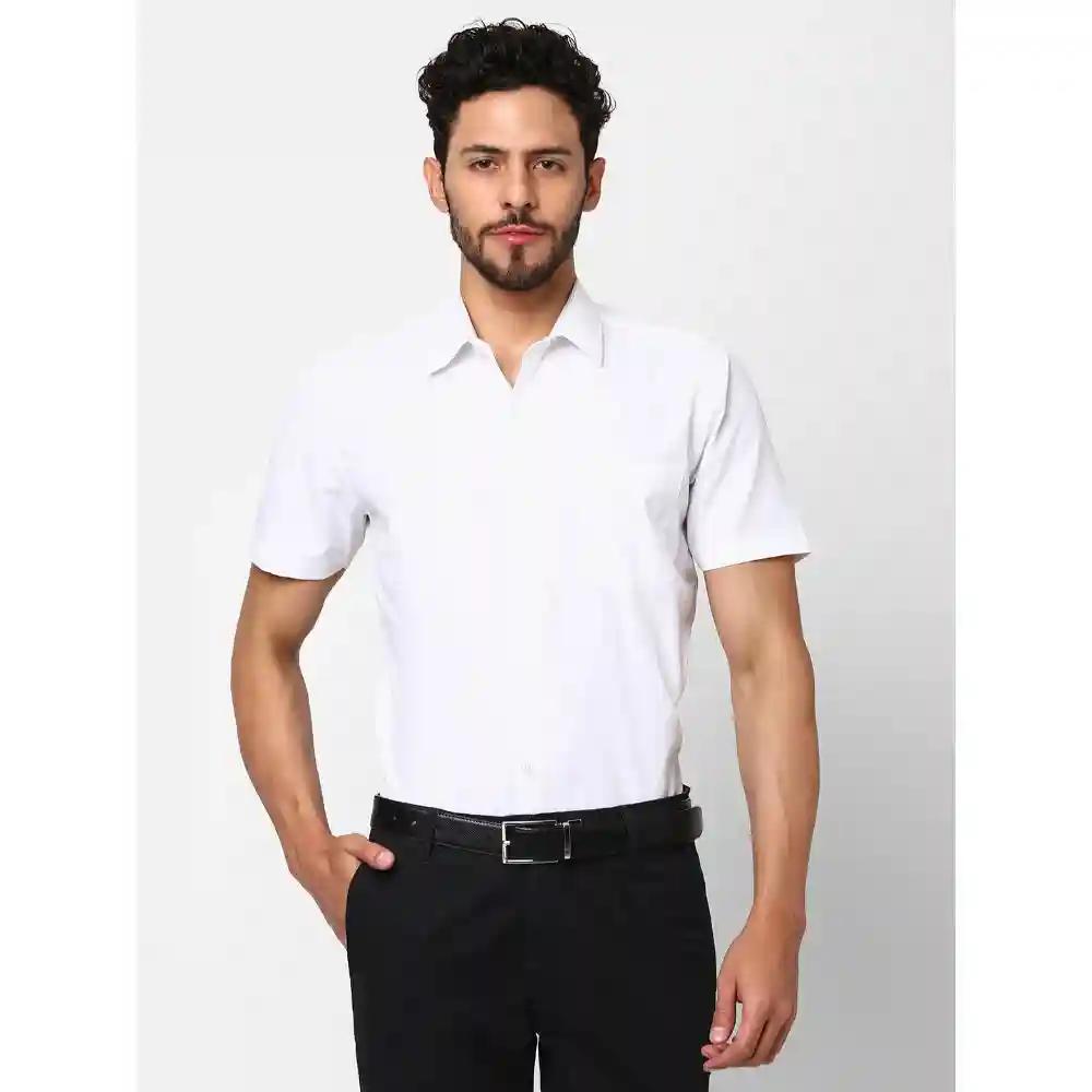 Indivisual Men's Solid Bright White Shirt - S