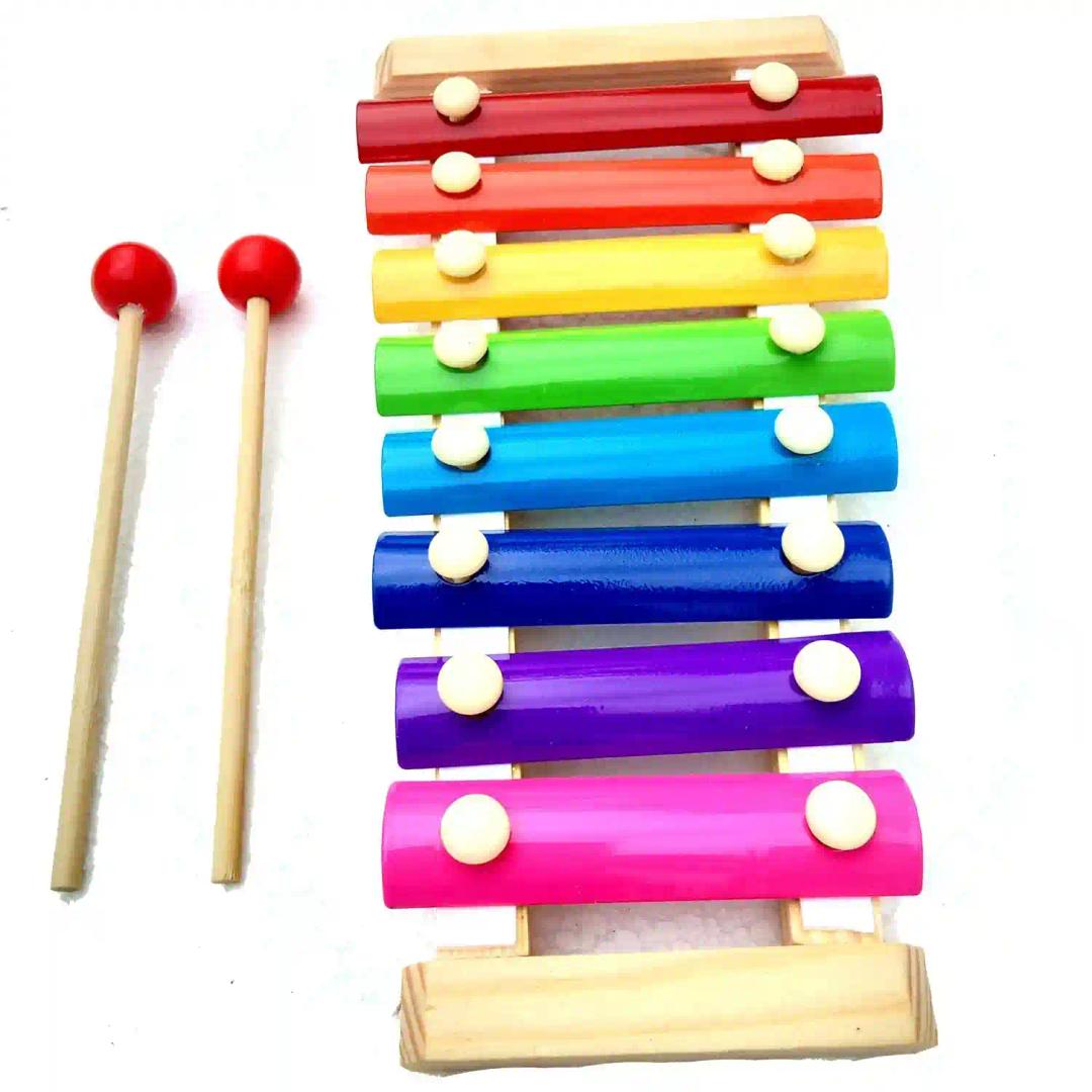 Little Monkey Wooden Xylophone Musical Toy with 8 Note, Multicolor