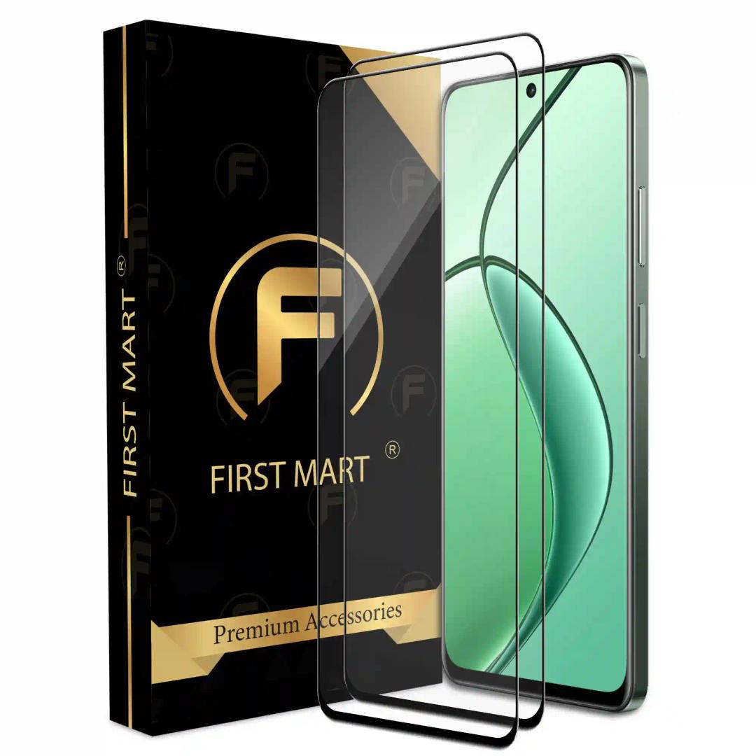 FIRST MART Premium Tempered Glass for Realme 12X 5G with Edge to Edge Coverage and Easy Installation Kit, Pack of 2