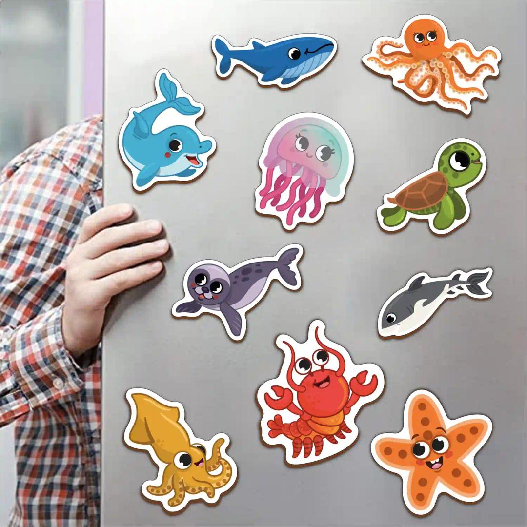 Mini Leaves Sea Animals Wooden Fridge Magnets Magnetic Cut Outs