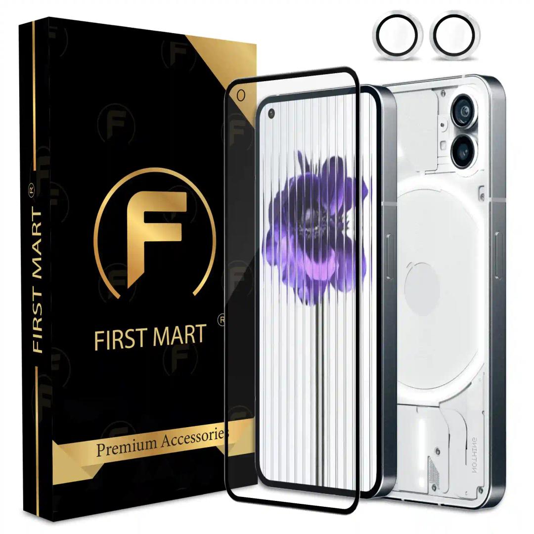 FIRST MART Tempered Glass and Silver Camera Rings for Nothing Phone 1 (6.55 Inch) with Edge to Edge Screen Coverage and Easy Installation | Silver