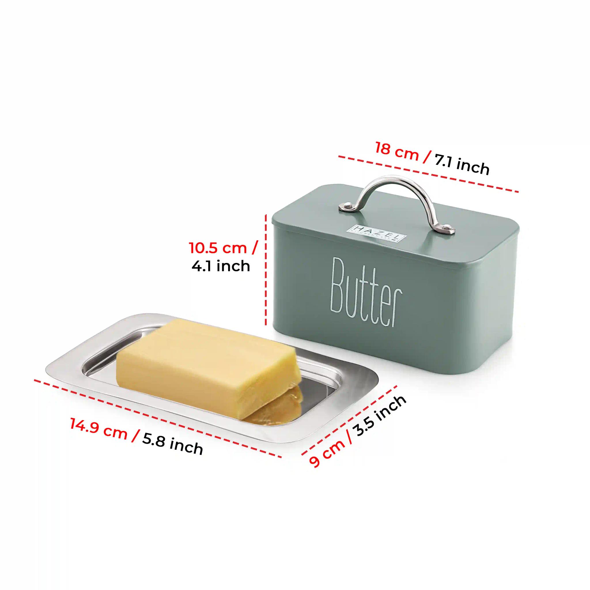 HAZEL Butter Box Container with Handle Lid | Butter Dish with Cover | Butter Storage Box for Storing 500 Gram Butter, Food Grade Material