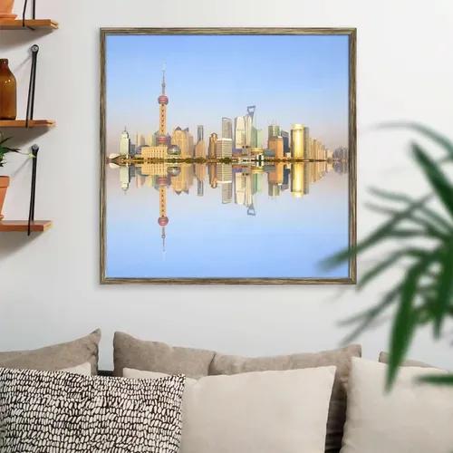 ArtzFolio 2012 Shanghai City Skyline At Dusk | Premium Canvas Painting for Bedroom & Living Room