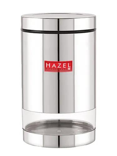 HAZEL Stainless Steel Container For Kitchen Storage Transparent See Through Glossy Finish Storage Jar Dabba