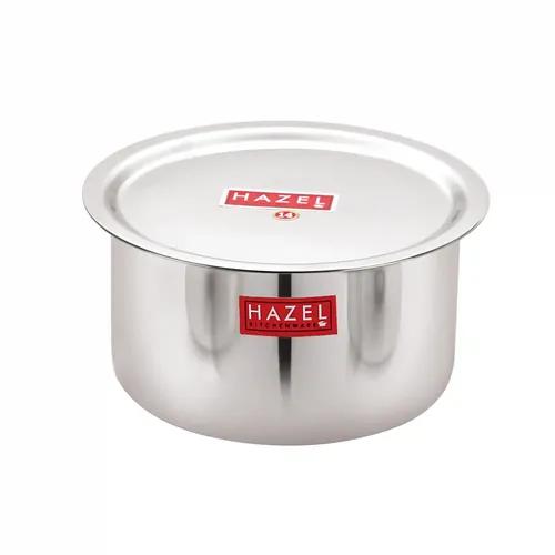 HAZEL Alfa Stainless Steel Tope Patila with Lid Premium Heavy Gauge Flat Bottom Boiling Vessels Bhagona Dekchi