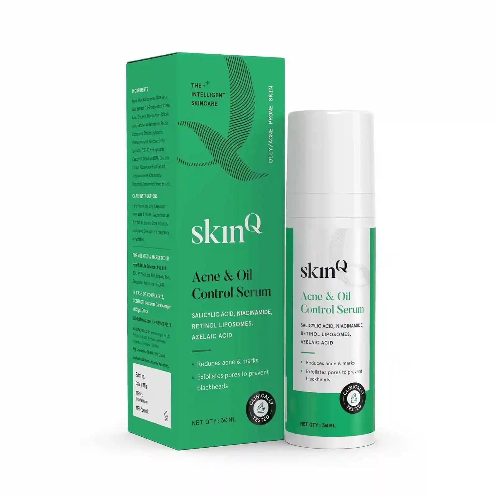 SkinQ Oil & Acne Control Elixir 30ml with Niacinamide, Salicylic Acid & Retinol Liposomes | Reduces Scars, Unclogs Pores & Controls Excess Oil for All Skin Types | Suitable for Men & Women