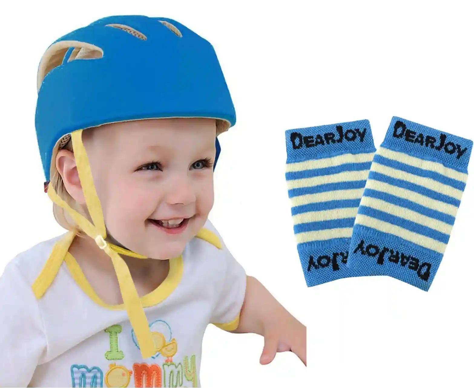 DEARJOY Baby Head Protector for Safety of Kids 6M to 3 Years- Baby Safety Helmet with Proper Air Ventilation & Corner Guard Protection + Baby Kneepads for Crawling (Blue)