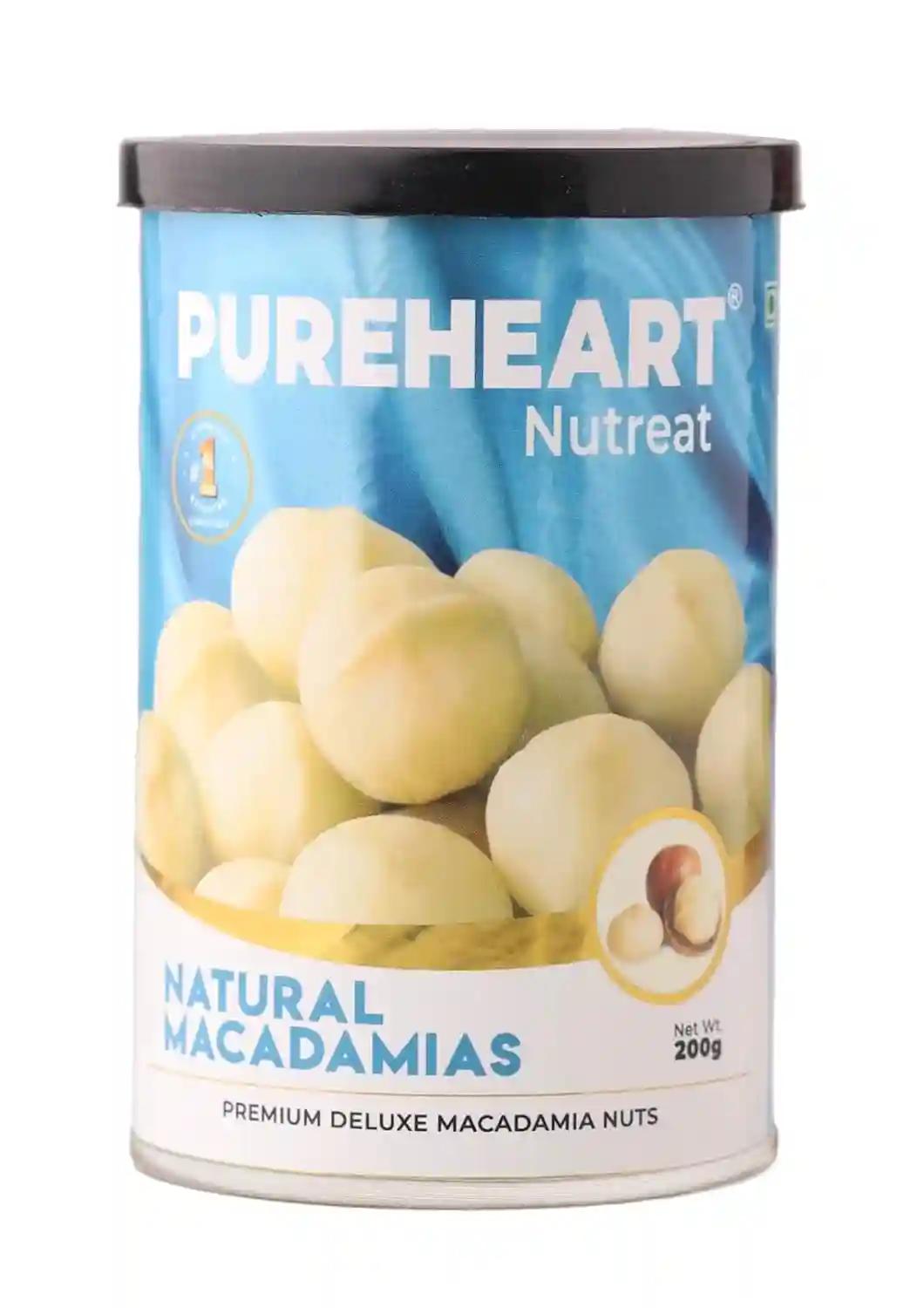 PUREHEART Natural Macadamia (200 gm) Premium Australian Macadamia Nuts, Rich in Antioxidants - Whole, Exotic, and Crunchy Dry Fruits, Ideal Snacks, No Additives