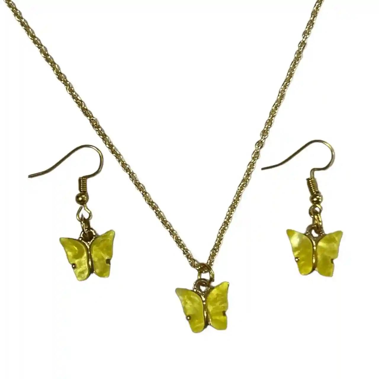 Yellow Butterfly Earring Pendant Chain