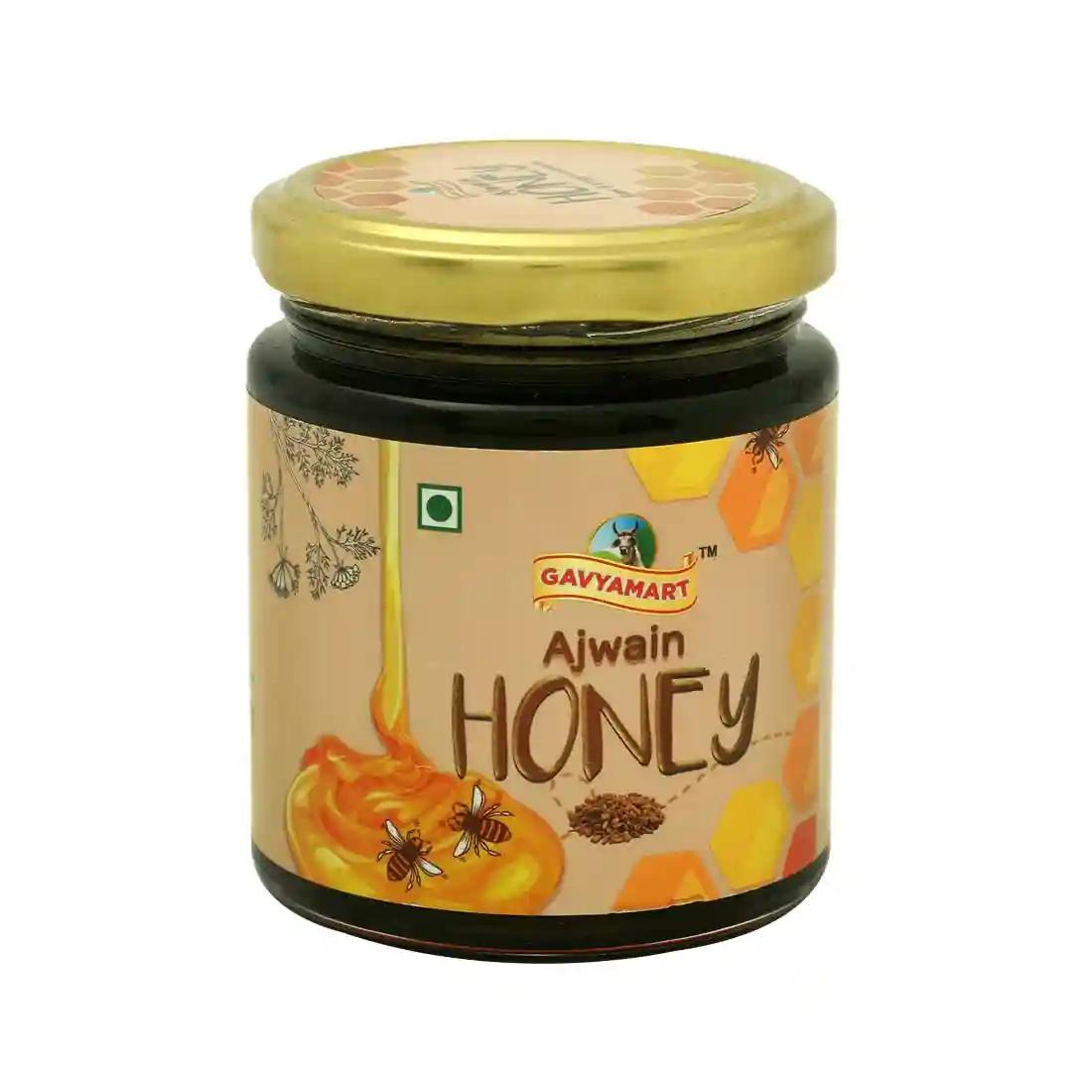 Gavyamart Pure & Natural Raw Honey|Unpasteurized|Unadulterated|Ethically Sourced & of Natural Origin|May Contain Natural Pollen|Organic Honey|Original Honey with No Sugar Adulteration 250 gm (Ajwain)