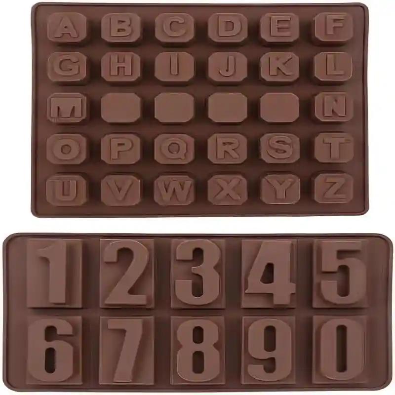 KHUSHIYA ENTERPRISE Chocolate Mould Silicone Alphabet and Numeric Chocolates Candy Mold Ice Cube Tray Combo