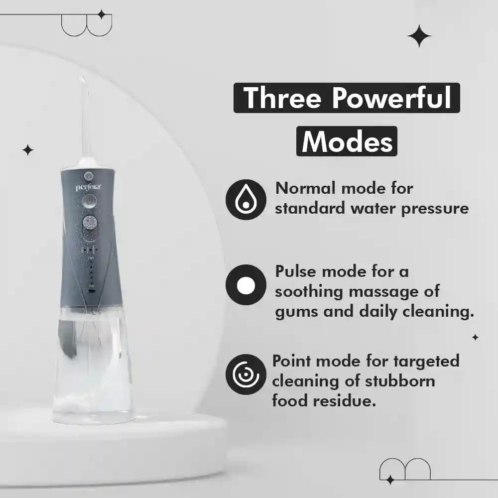 PERFORA Power Water Dental Flosser | 1 Year Warranty | Floss, Electric Toothbrush, Dental Flosser For Teeth Oral Care, 3 Modes - Electric Brush 002 & Flosser Combo|Sterling Grey & Moonstone White