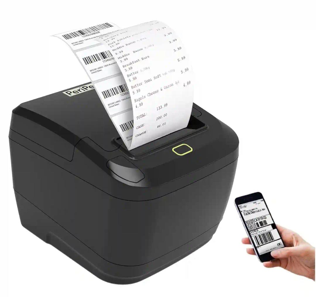 PeriPeri 80mm 3inch Bluetooth Direct Thermal Label + Receipt Printer for Print Labels & Receipts Compatible with Android, iOS, Windows, Mac, Linux 152mm/s Print Speed