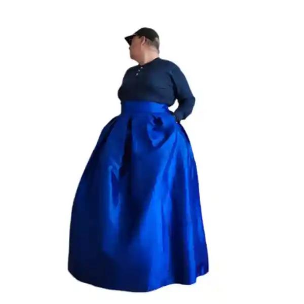 Plus Size Luxurious Royal Blue Silk Taffeta Skirt - Handmade for Christmas Parties & Special Events-XS