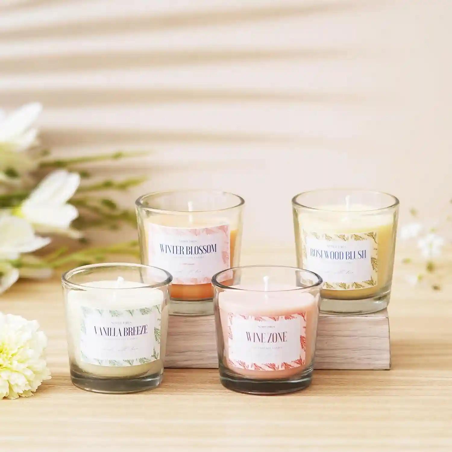 WEBELKART Scented Candles for Home Decor in Small Glass Candles | Scented Candles Gift for Home and Office Decor (Design-2)