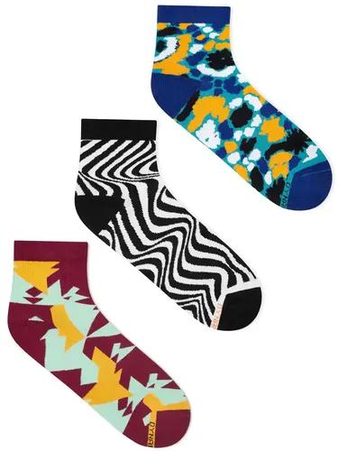 DYNAMOCKS Men's and Women's Combed Cotton Ankle Length Socks (Pack of 3) (Multicolour, Free Size)_Ritz_Mono_Burst