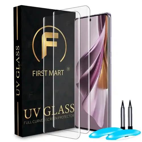 FIRST MART Tempered Glass for Oppo Reno 10 Pro Plus 5G / Reno 10 Pro 5G with Edge to Edge Full Screen Coverage and Easy UV Glue Installation Kit, Pack of 2