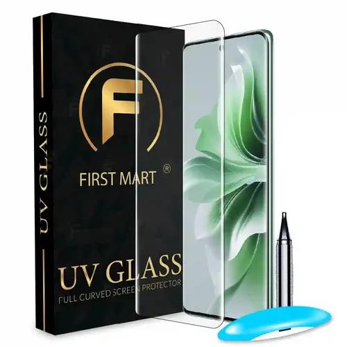 FIRST MART Tempered Glass for Oppo Reno 11 5G / Oppo Reno 11 Pro 5G with Edge to Edge Full Screen Coverage and Easy UV Glue Installation Kit, Pack of 1