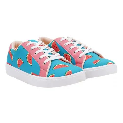 THE QUIRKY NAARI Watermelon Sugar Sneakers with A Funky Design | Teal - 5 UK