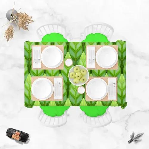 ArtzFolio Green Leaf | Table Cloth Cover for Dining & Center Table | Washable Waterproof Polyester Fabric | 6-Seater Table; 48 x 72 inch (122 x 183 cms)