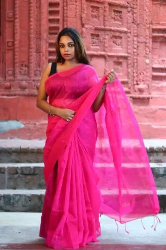 Soft Silk Sequence Chumki Saree - Pink