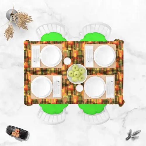 ArtzFolio Thoughtful Design D1 | Table Cloth Cover for Dining & Center Table | Washable Waterproof Polyester Fabric | 8-Seater Table; 54 x 81 inch (137 x 206 cms)