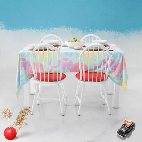 ArtzFolio Elephants D2 | Table Cloth Cover for Dining & Center Table | Washable Waterproof Polyester Fabric | 6-Seater Table; 48 x 72 inch (122 x 183 cms)