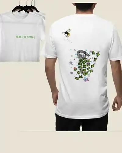 Bloom in Blast Tee for Men: Explosive Style with a Floral Twist | 100% Premium Bio Wash Cotton T-Shirts - S  (White)