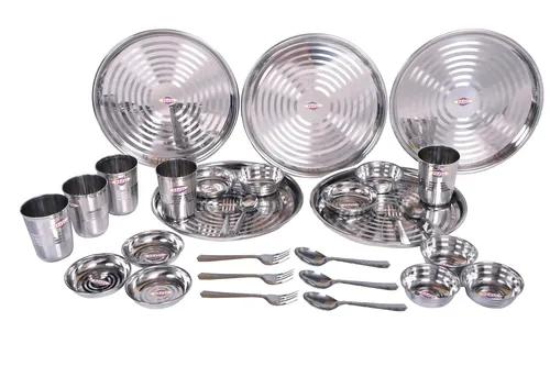 HAZEL Stainless Steel Silver Dinner Set -30 Pieces