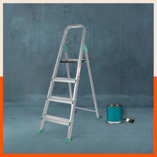 Bathla Advance Carbon - 4 Step Foldable Aluminium Ladder For Home (Teal)