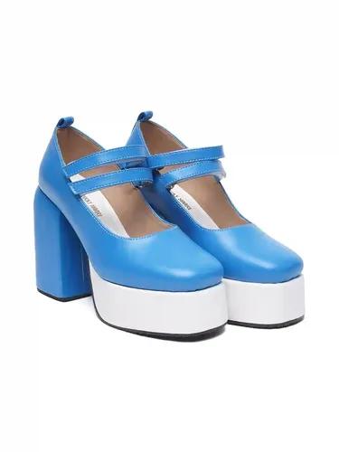 THE QUIRKY NAARI Azure Mary Jane Platforms with Touch of Retro Glam | Blue - 8 UK