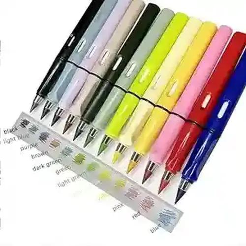 Kunya Inkless Color Pencil Set Kawaii Writing Pen Shape Endless Graphite Nib Pencil For Art School Color Painting Sketch Reusable with Eraser - 12 Pcs