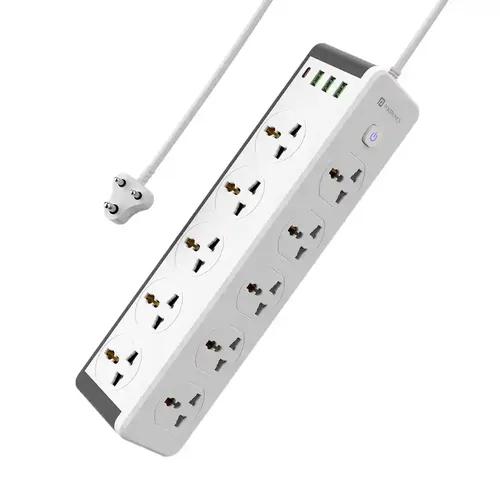 Portronics Power Plate 14 Extension Board with 10 Universal Sockets, 25W Type-C PD, 3 USB Charging Ports, 3 Meter Long Cord, 2500 Watts, 2.1 Amp USB Output, Multi Plug for Home Appliances (White)