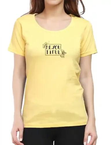 BeYOUtiful - Women's Regular Fit T-shirt - Yellow - XS