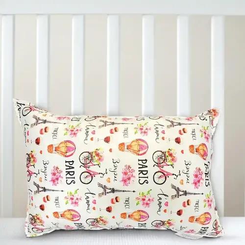 Sleepsia Microfiber Baby Pillow For Sleeping, Soft Kids Pillow With Paris Print (12" X 18" )