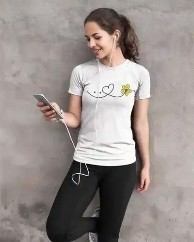 Radiant Love Abstract Women's Graphic Tee | 100% Premium Bio Wash Cotton T-Shirts - S  (White)