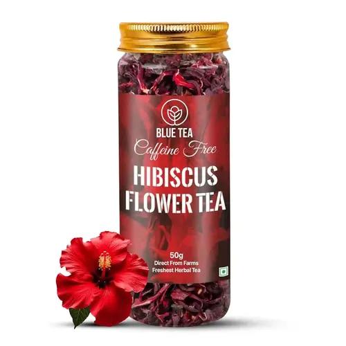 BLUE TEA - Hibiscus Flower Herbal Tea || Natural Colorant || Used For Iced Tea Cocktails, Mocktail & Syrups - Vegan - Gmo Free | 50 Grams (Pack Of 1)