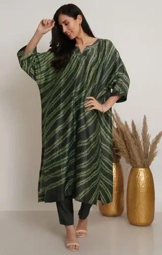 Green Shibori Tie & Dye Kaftan - X-Small