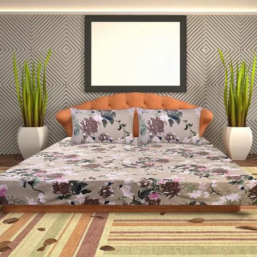 Microfiber 152 TC Bed Sheet Double Bed with 2 Pillow Covers 220 cm x 244 cm