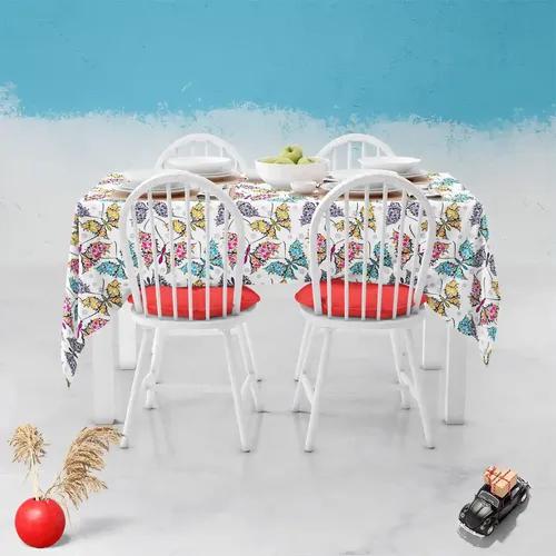 ArtzFolio Cute Butterflies | Table Cloth Cover for Dining & Center Table | Washable Waterproof Polyester Fabric | 4-Seater Table; 42 x 63 inch (107 x 160 cms)