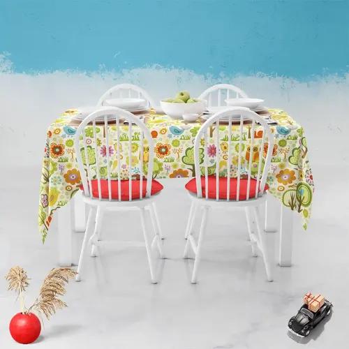 ArtzFolio Chirpy Bird | Table Cloth Cover for Dining & Center Table | Washable Waterproof Polyester Fabric | 8-Seater Table; 54 x 81 inch (137 x 206 cms)