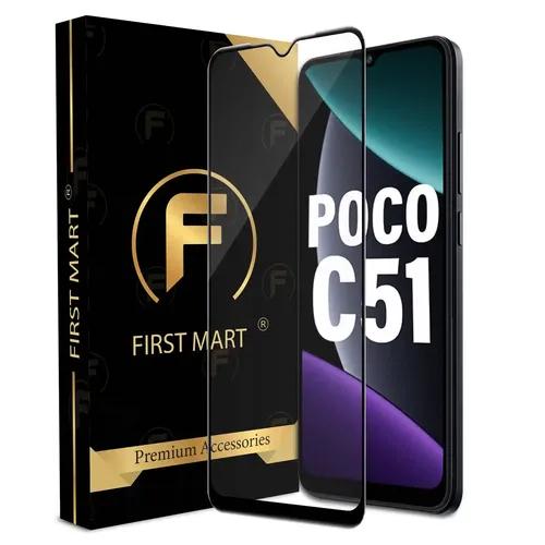 FIRST MART Premium Tempered Glass for Poco C51 / Redmi A1 / Redmi A2 Plus with Edge to Edge Coverage and Easy Installation Kit, Pack of 1