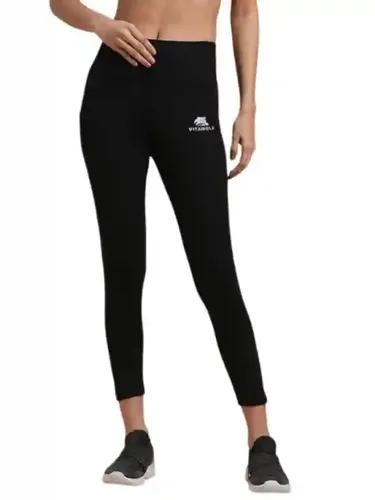 VITAWOLF Women's Tight Gym Wear with Two Side Pocket | Track Pants Ideal for Active Wear, Yoga and Workout | Stretchable Gym Pants for Women (XXX-Large) Black