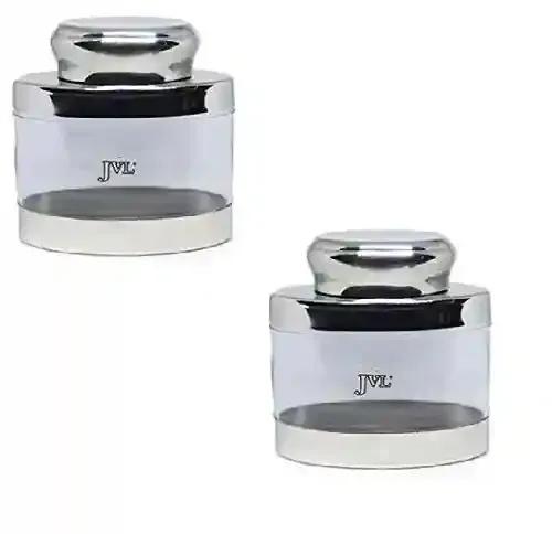 JVL Stainless Steel Airtight Food Storage Oval Shape Multi Purpose Unbreakable Jar - 350 Ml