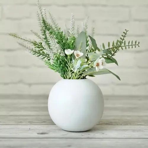 Behoma Metal Ball Flower Vase for Home Decor | Table Decorative Item for Bedroom Living Room Office Wedding | Best Gift for Birthday Anniversary Festival | White, Small