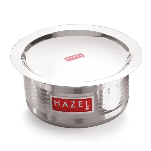 HAZEL Stainless Steel Steel Tope With Lid |Designer Utensils Set For Kitchen With Round Bottom | Boiling Vessels, Multipurpose Steel Bhagona, Capacity 1900 Ml