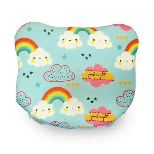 Sleepsia Cat Shaped Ultra Soft Memory Foam Pillow For Toddlers Head Shaping Rainbow Print Pillow For Sleeping